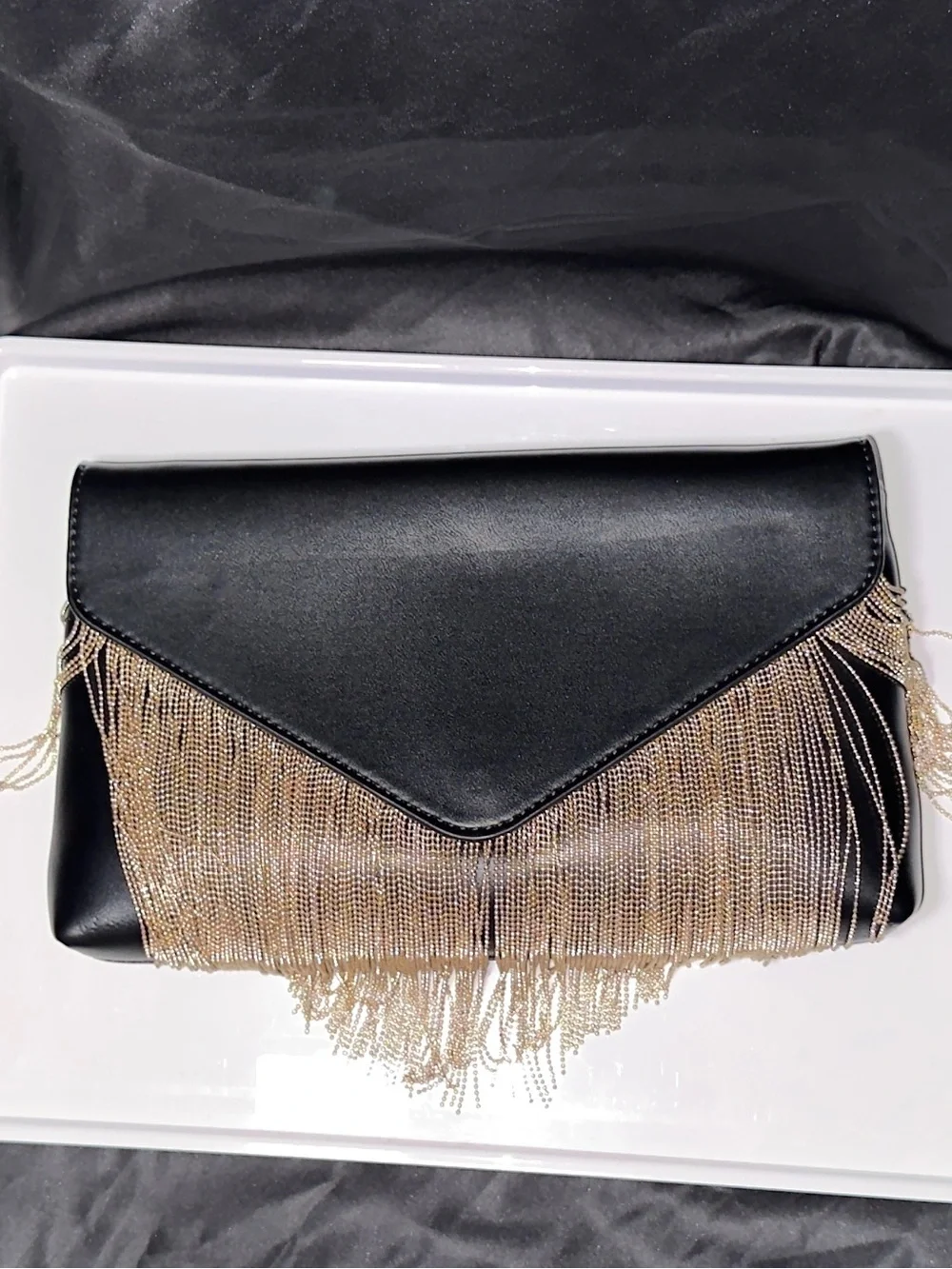 Express Black Gold Chain Fringe Crossbody Statement Bag | Brand New with Tags